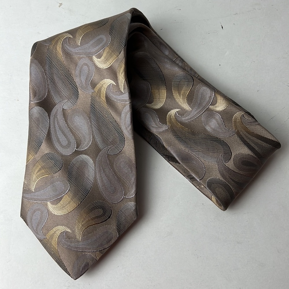 Perry Ellis Portfolio Necktie Grey Paisley Swirl Imported Silk Men Accessories - Picture 8 of 8